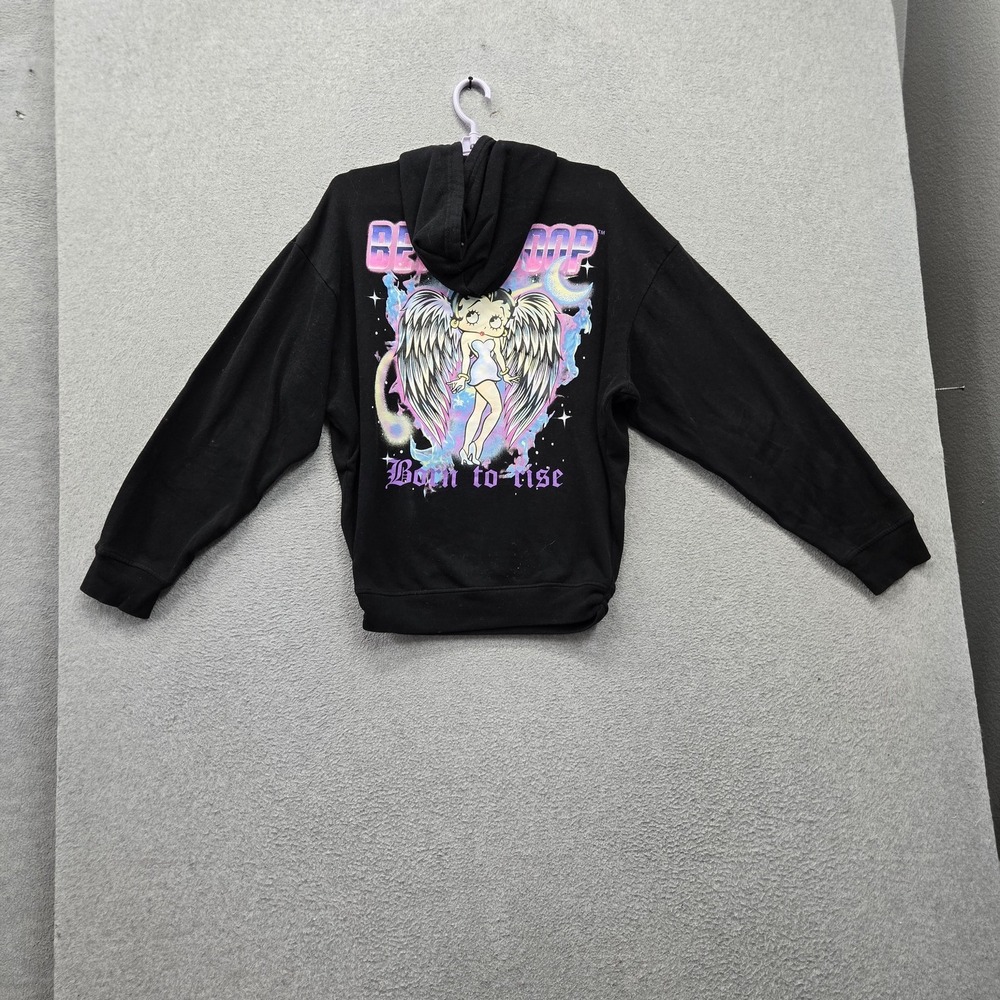 Betty Boop Women Sweatshirt 1X Black Angel Wings Graphic Fleece Pullover